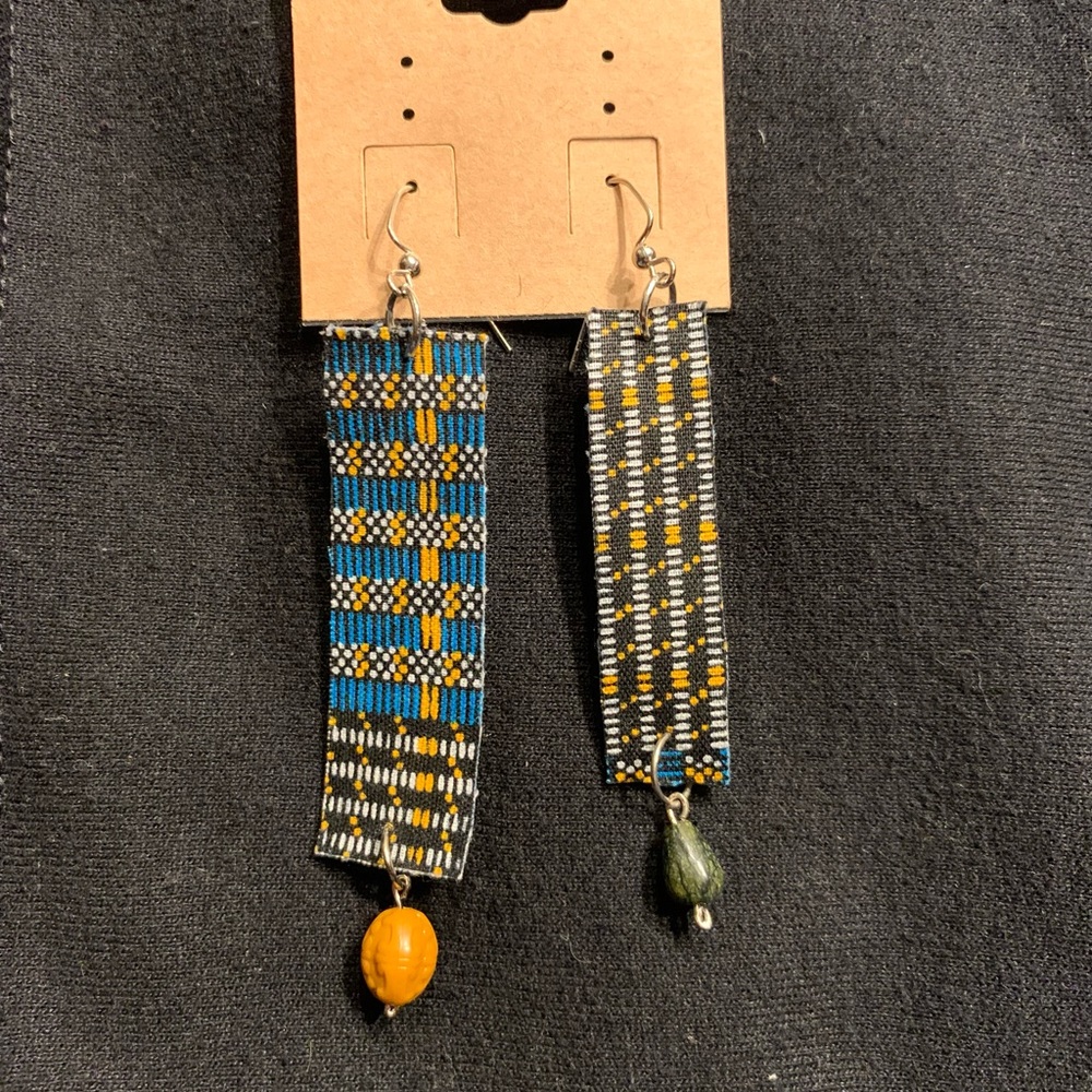 Ankara fabric asymmetrical earrings